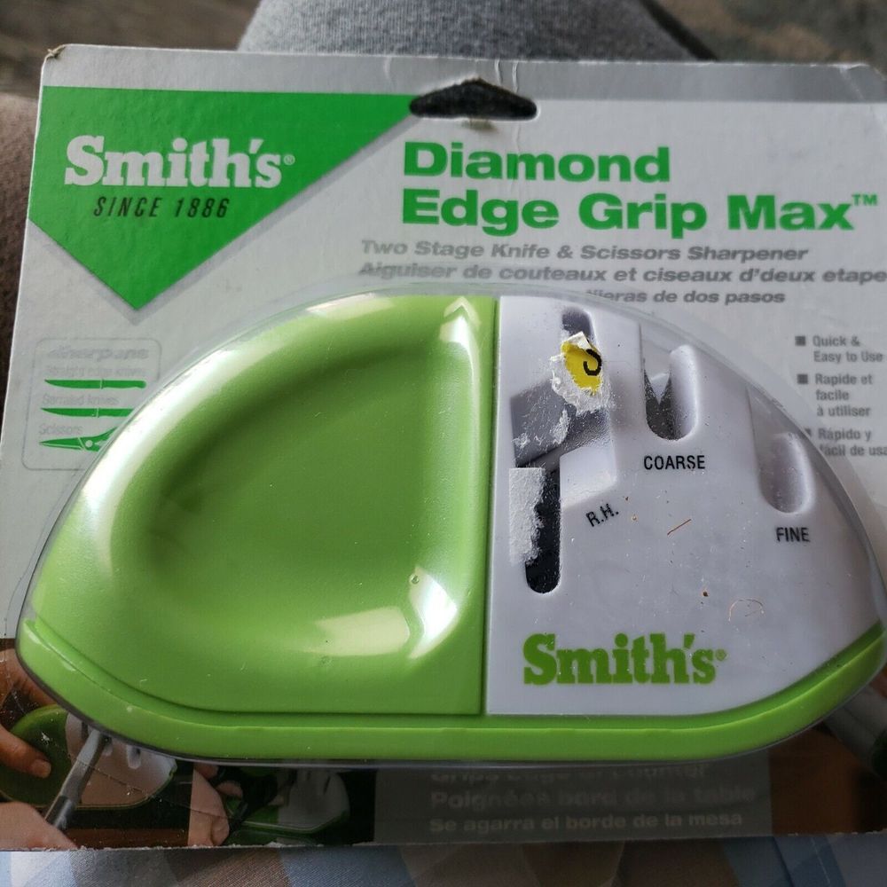 Smith's Diamond Edge Grip Max 2 Stage Knife and‎ Scissors Sharpener Green White